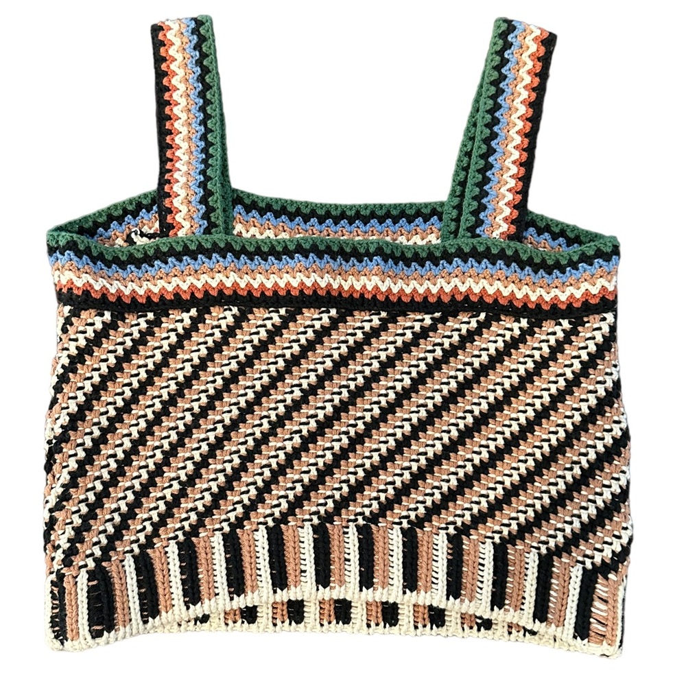 Veronica Beard Livina Woven Knit Sweater Stripe Diagnol Geometric Tank Top Small - Picture 3 of 16